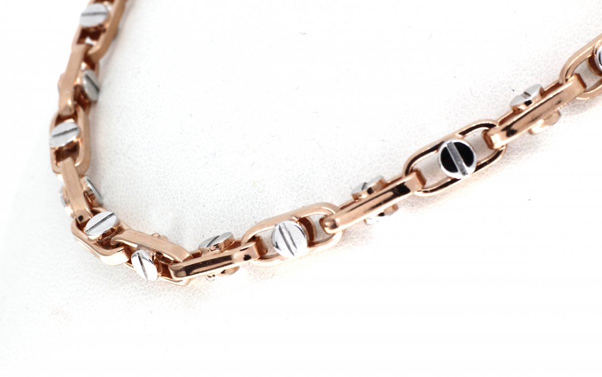 14 Karaat Rood en Witgouden Steg collier